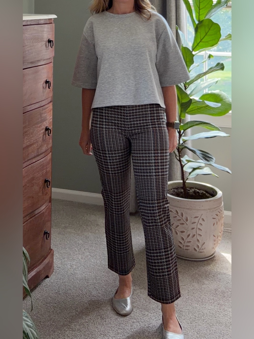 Sanctuary Women’s Black and Pink Houndstooth Stretch Pants